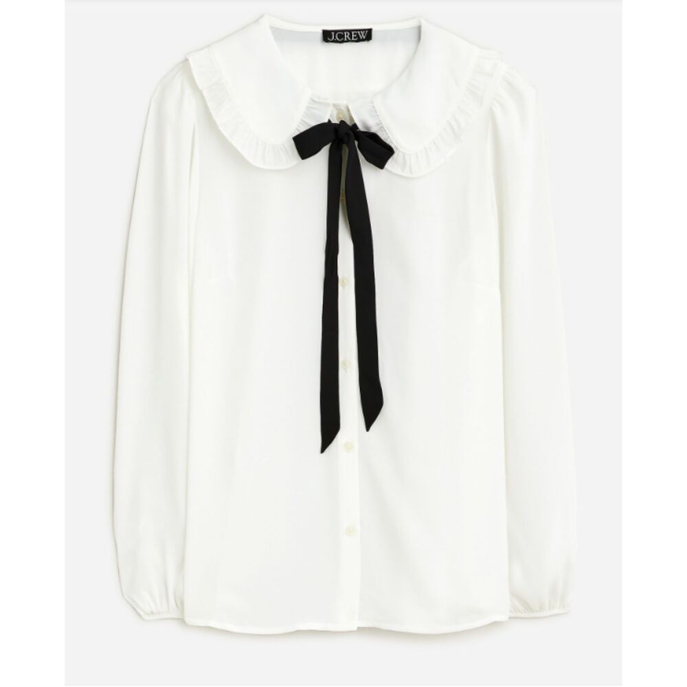 J.Crew Drapey Ruffle-Collar Button-Up Shirt 10